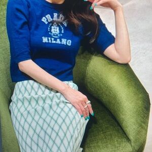 Prada Blue Tank top women’s Prada logo Size 38